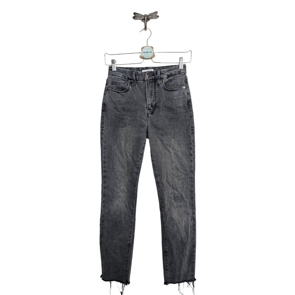 Good American Good Classic Raw Hem Jeans GCRH625TFT Size 0/25 - Picture 2 of 11